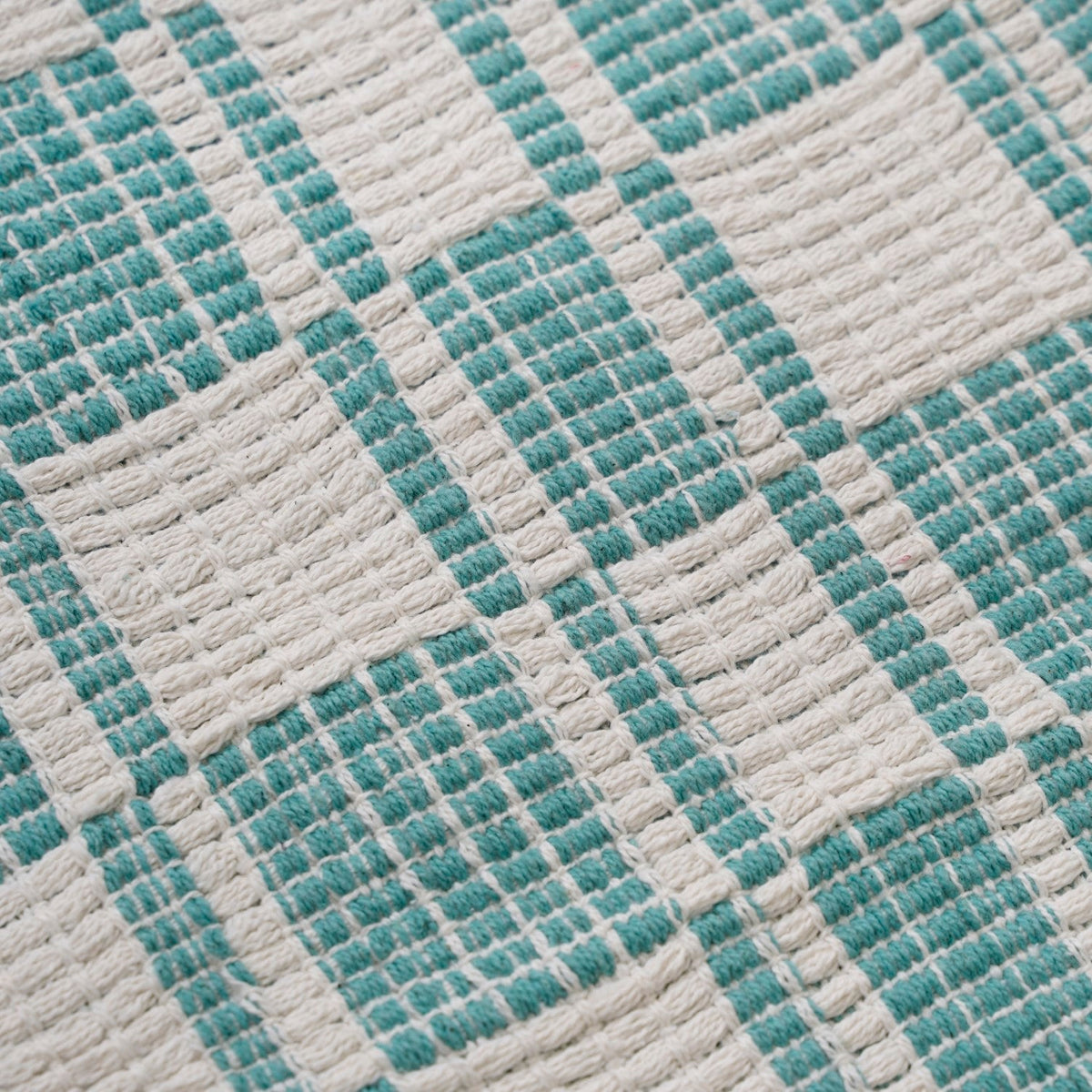 Teal Tide Fringe Cotton Floor Runner 130x50cm Nestasia