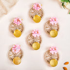 Natural Jute Tealight Holder Set Of 6 Pink Nestasia
