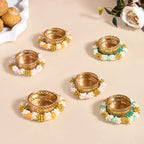 Set Of 6 Beaded Festive Tea Light Holders Nestasia