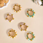 Set Of 6 Beaded Festive Tea Light Holders Nestasia