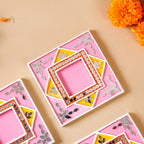 Handcrafted Mirror Work Lippan Art Tealight Candle Holder Set Of 4 Nestasia