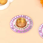 Set Of 4 Lavender Tealight Holders With Mirror Embellishment Nestasia