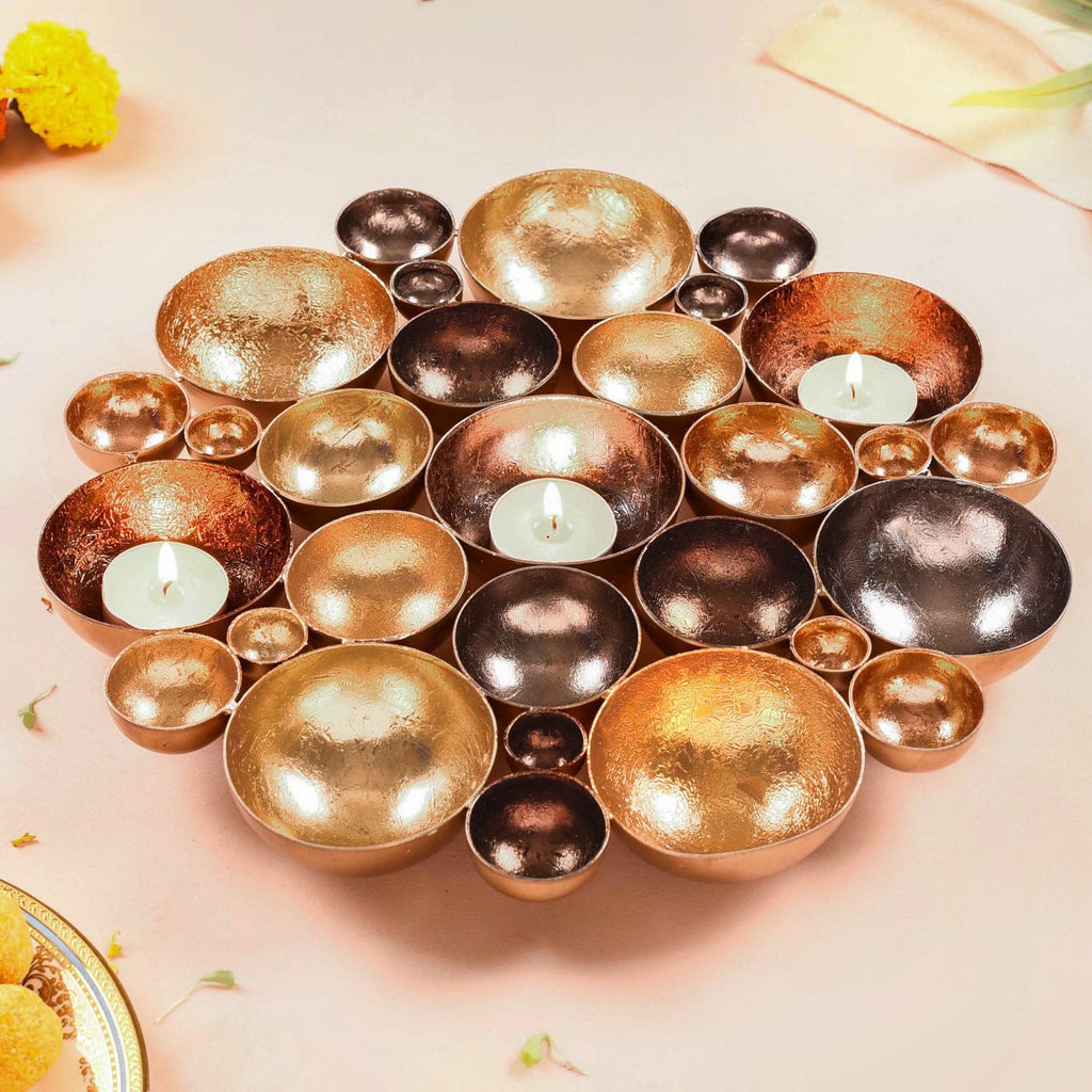 Table Top Decorative Tea Light Holder Gold Nestasia