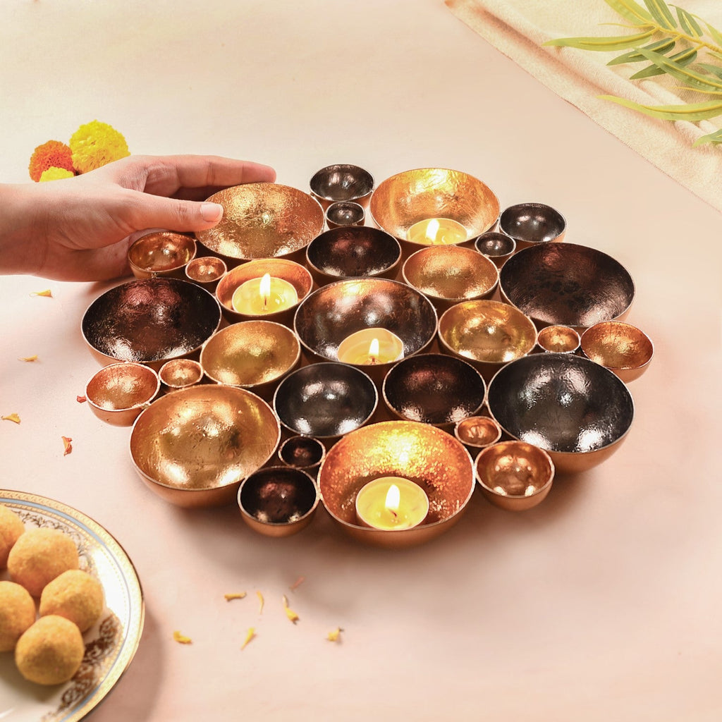 Table Top Decorative Tea Light Holder Gold Nestasia