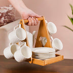 Teardrop Textured Ceramic Tea Set For 6 With Stand Nestasia