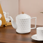 Teardrop Textured Ceramic Tea Set For 6 With Stand Nestasia