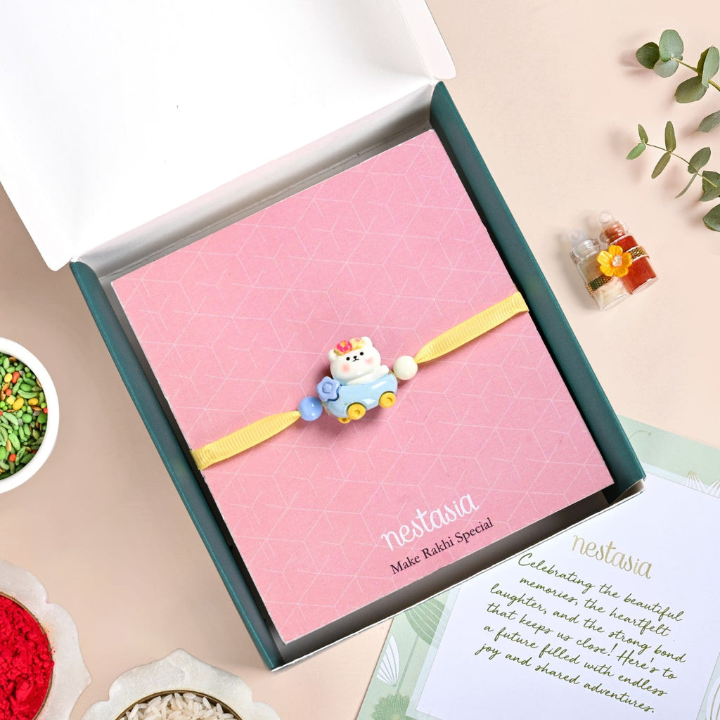 Teddy Ride Kids Rakhi Gift Set Nestasia