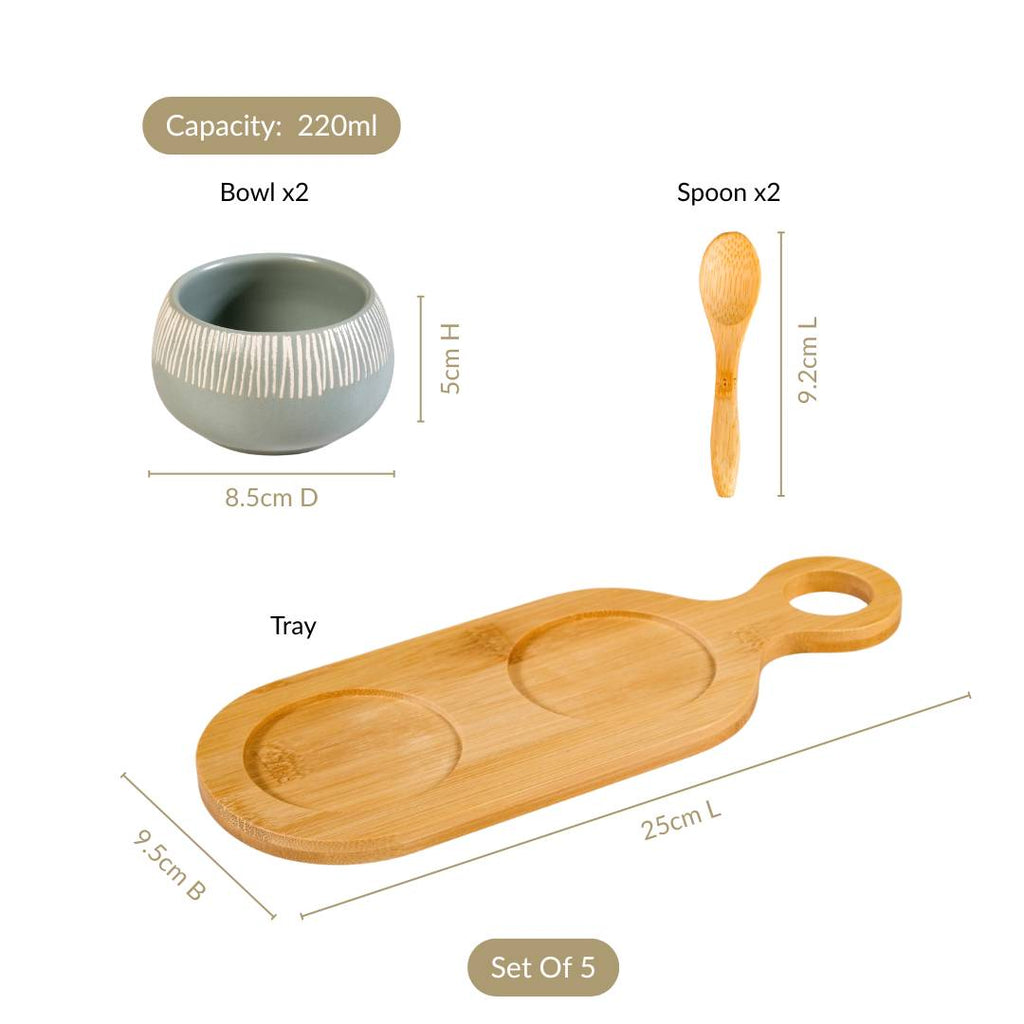 Terra Duo Platter With Spoon Set Of 5 Nestasia