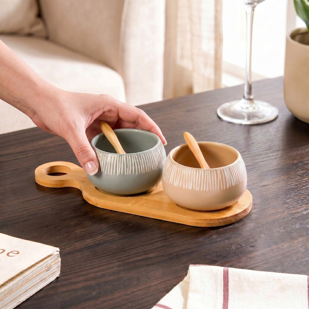 Terra Duo Platter With Spoon Set Of 5 Nestasia