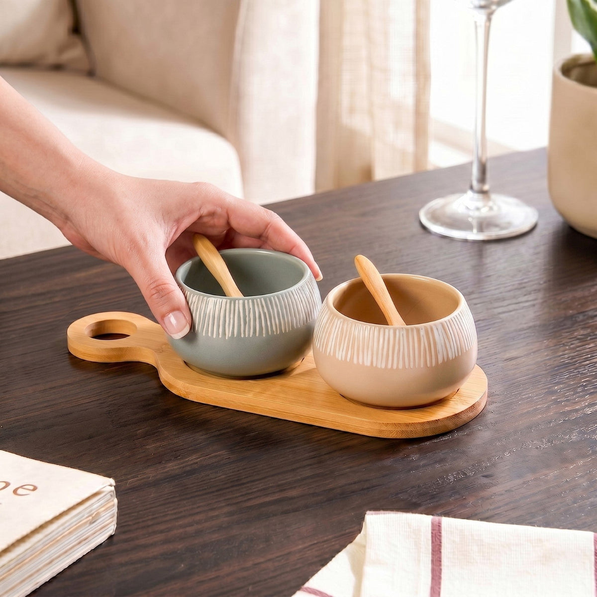 Terra Duo Platter With Spoon Set Of 5 Nestasia