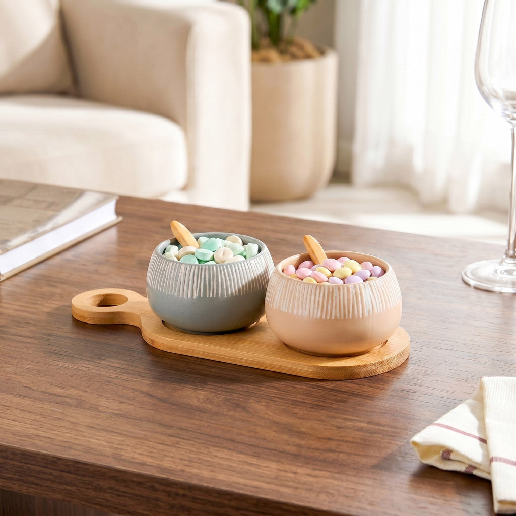 Terra Duo Platter With Spoon Set Of 5 Nestasia