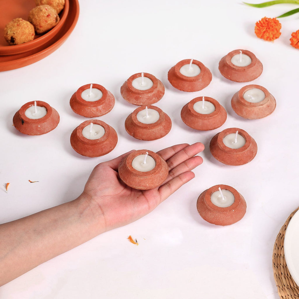 Matki Earthen Clay Diyas Set Of 24 Nestasia