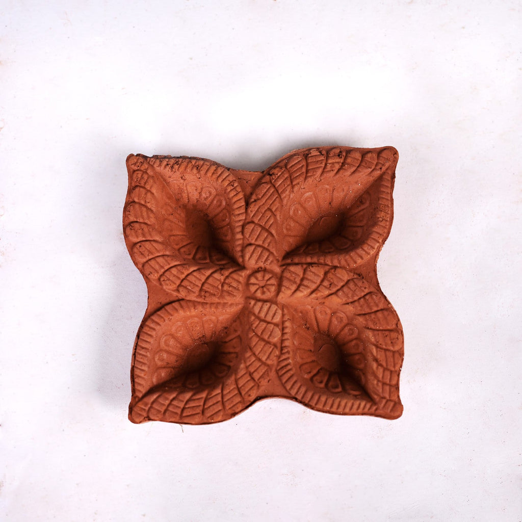 Flower Terracotta Diyas Set Of 48 Nestasia