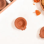 Sunflower Motif Pure Terracotta Clay Diyas Set Of 48 Nestasia