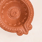Sunflower Motif Pure Terracotta Clay Diyas Set Of 48 Nestasia