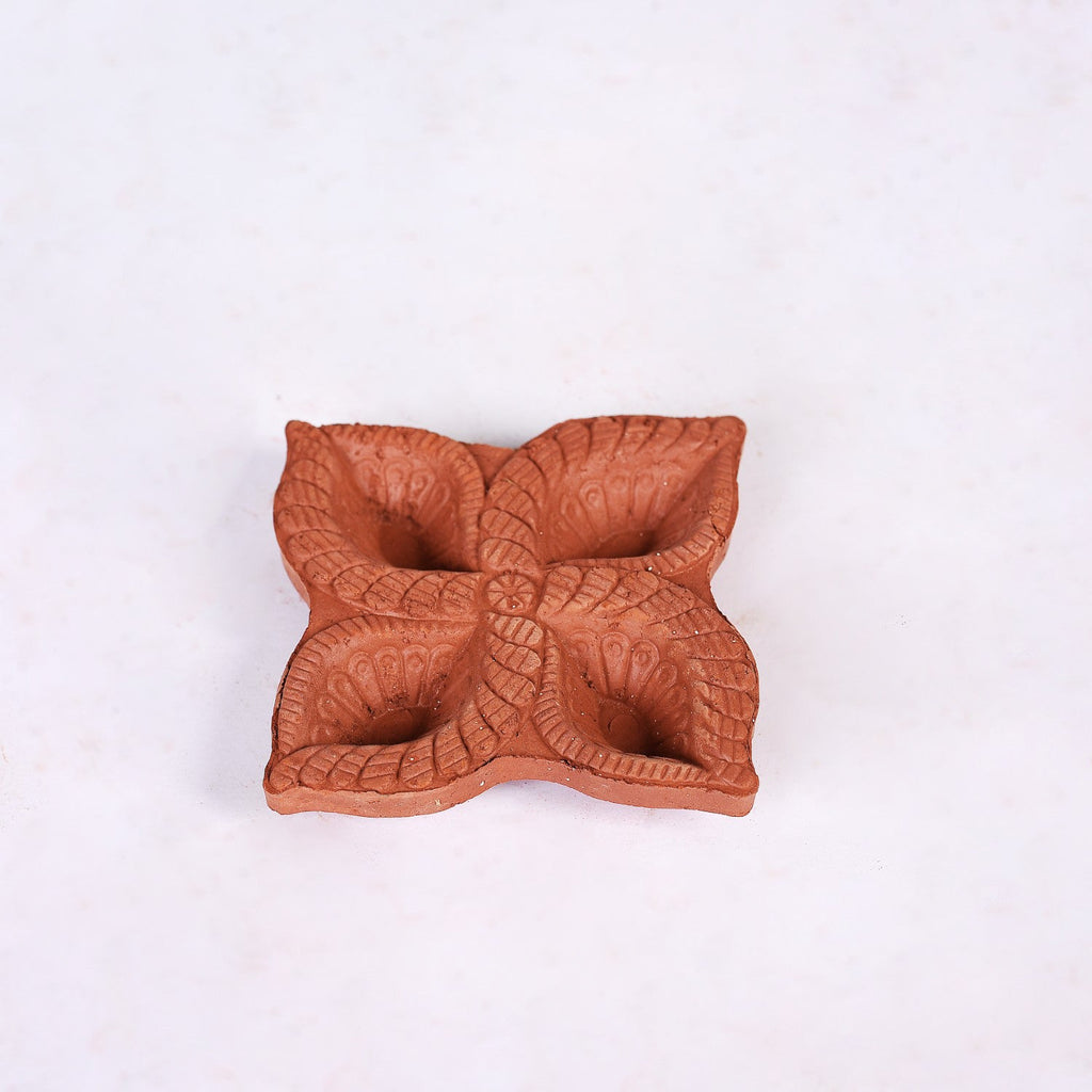Flower Terracotta Diyas Set Of 48 Nestasia