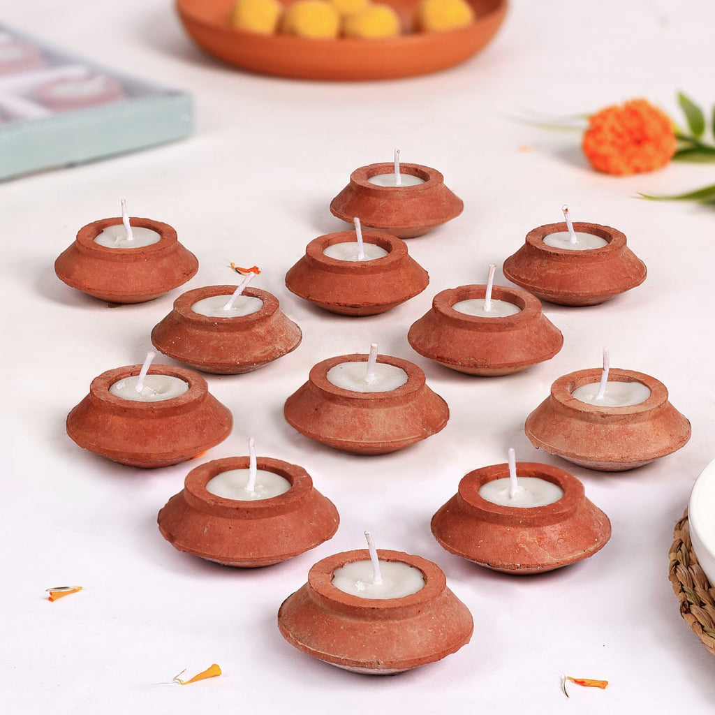 Matki Earthen Clay Diyas Set Of 24 Nestasia