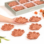 Peacock Feather Engraved Terracotta Diyas Set Of 24 Nestasia