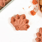 Peacock Feather Engraved Terracotta Diyas Set Of 24 Nestasia