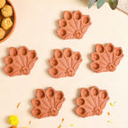 Peacock Feather Engraved Terracotta Diyas Set Of 24 Nestasia