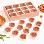 Sunflower Motif Pure Terracotta Clay Diyas Set Of 48 Nestasia