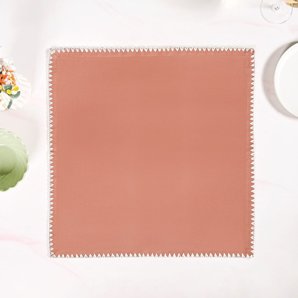 Terracotta Embroidered Edges Table Napkin Set Of 4 Nestasia