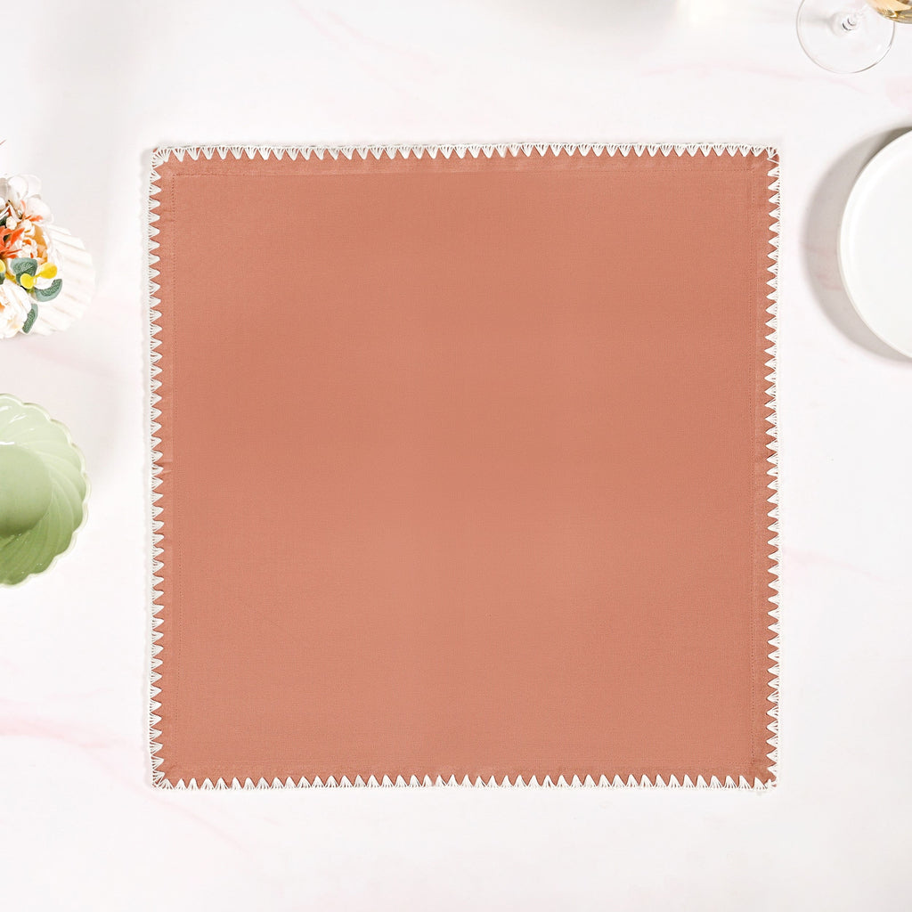 Terracotta Embroidered Edges Table Napkin Set Of 6 Nestasia