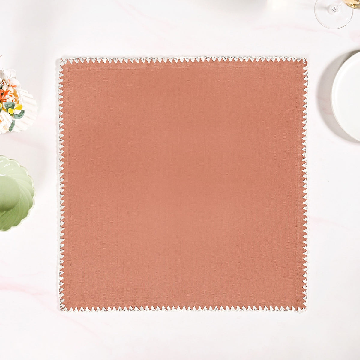 Terracotta Embroidered Edges Table Napkin Set Of 6 Nestasia