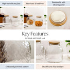 Borosilicate Textured Airtight Jar Set Of 2 1900ml Nestasia