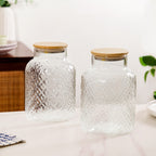 Borosilicate Textured Airtight Jar Set Of 2 1900ml Nestasia