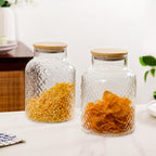 Borosilicate Textured Airtight Jar Set Of 2 1900ml Nestasia