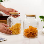 Borosilicate Textured Airtight Jar Set Of 2 1900ml Nestasia