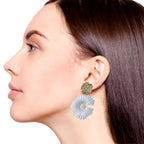 Textured Florals Dangling Earrings White Nestasia
