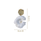 Textured Florals Dangling Earrings White Nestasia
