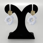 Textured Florals Dangling Earrings White Nestasia