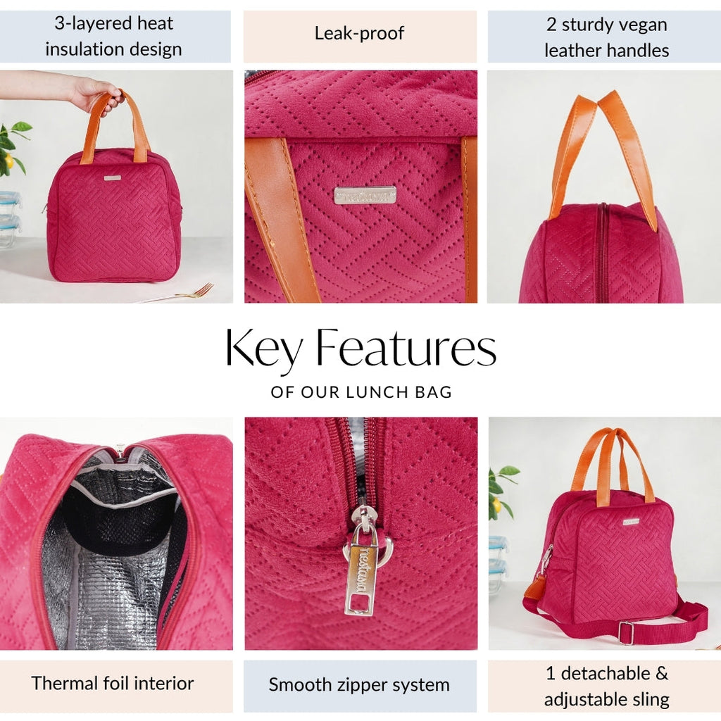 Thermal Insulated Office Lunch Bag Pink Nestasia