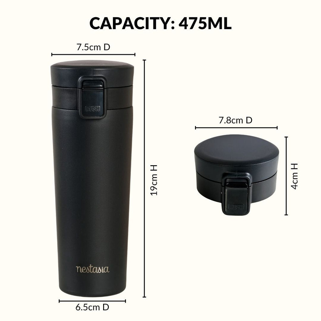 Thermox Insulated Vacuum Travel Flask Black Noir 475ml Nestasia