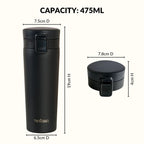 Thermox Insulated Vacuum Travel Flask Black Noir 475ml Nestasia