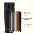 Thermox Insulated Vacuum Travel Flask Black Noir 475ml Nestasia
