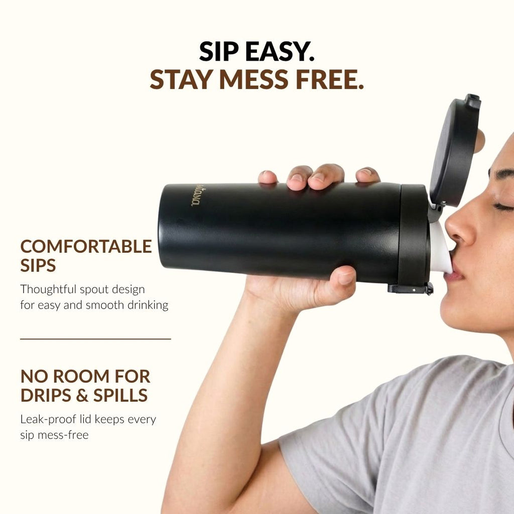 Thermox Insulated Vacuum Travel Flask Black Noir 475ml Nestasia