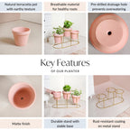 TerraTier Three In One Planter Set With Stand Pink Nestasia