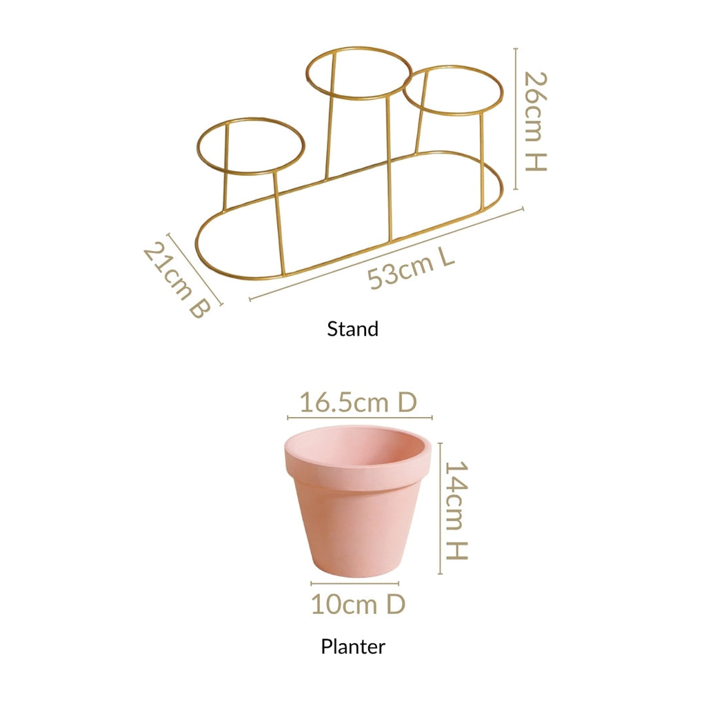TerraTier Three In One Planter Set With Stand Pink Nestasia