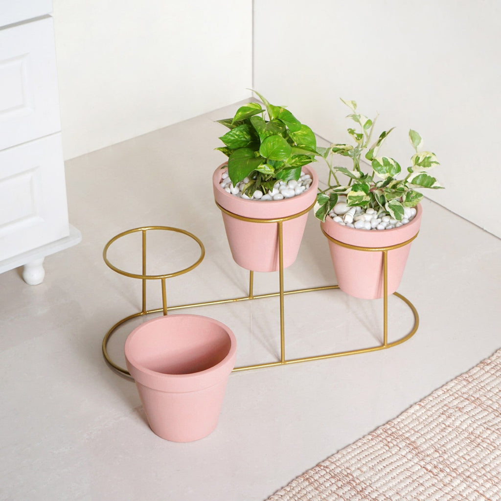 TerraTier Three In One Planter Set With Stand Pink Nestasia