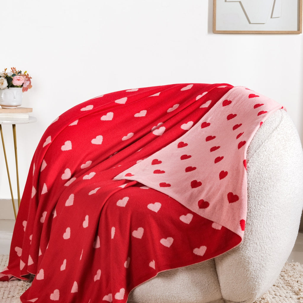 Heart Knitted Throw Blanket Nestasia