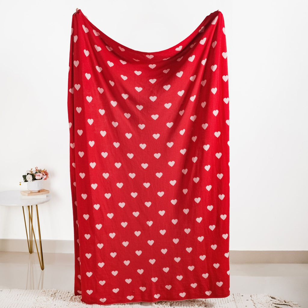 Heart Knitted Throw Blanket Nestasia