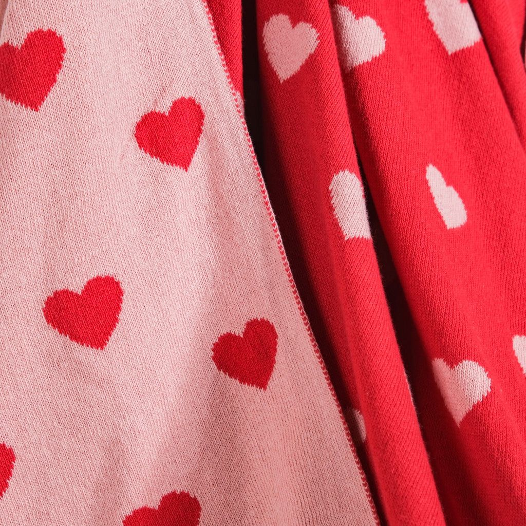 Heart Knitted Throw Blanket Nestasia