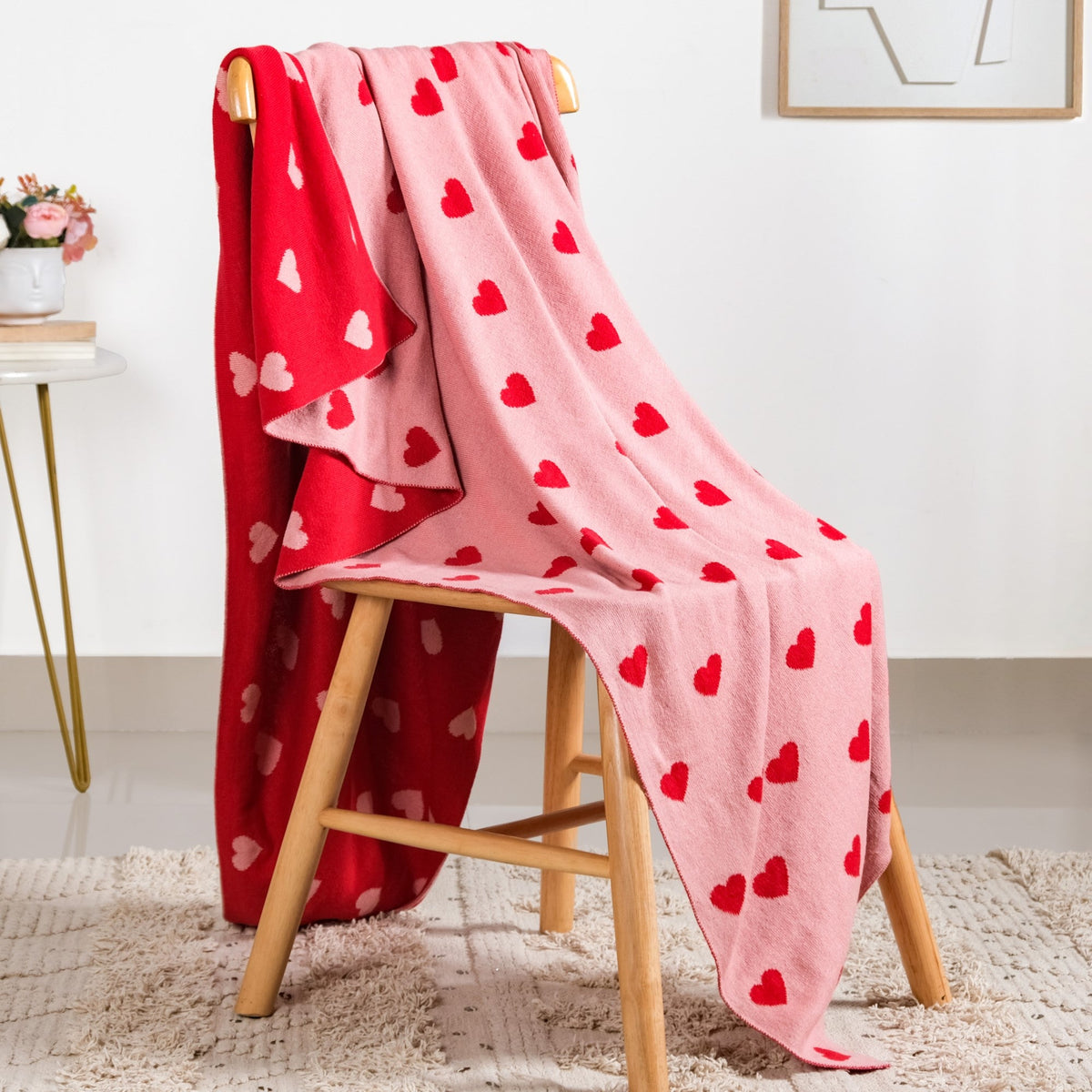 Heart Knitted Throw Blanket Nestasia
