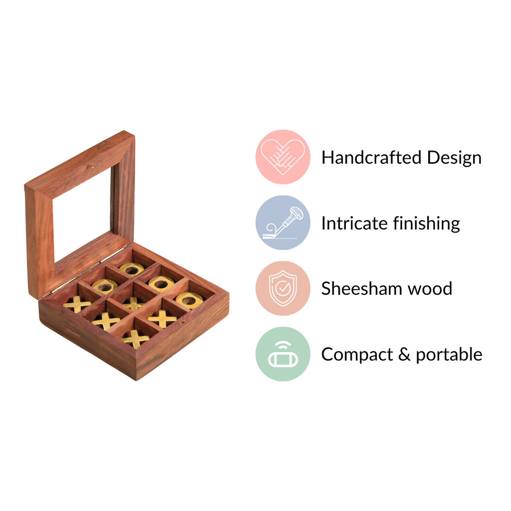 Wooden Tic Tac Toe Game Box Nestasia