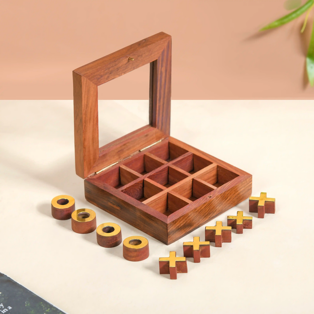 Wooden Tic Tac Toe Game Box Nestasia