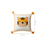 Tiger Embroidered Cotton Kids Cushion Cover 42x42cm Nestasia